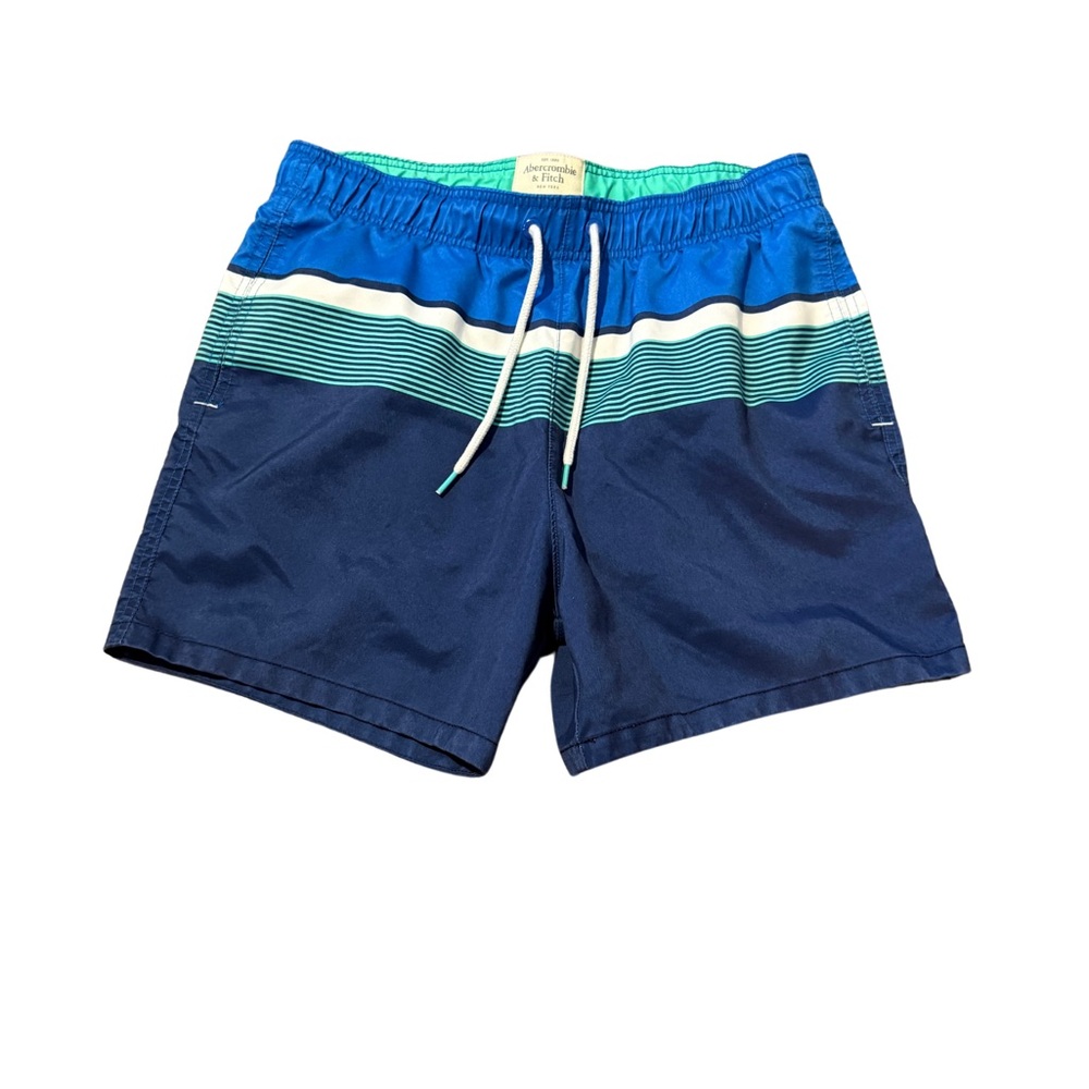 Abercrombie & Fitch Blue Striped Swim Shorts